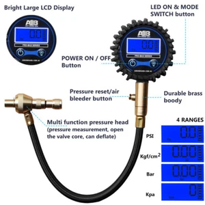200psi Reifengasgenerator Deflator Auto Auto Fahrzeug Luftkompressor Druckmesser LED - Bild 1 von 1