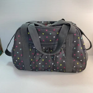 Thirty One All in Tote Confetti Polka Dot Grey Carry On Weekend Bag Lightly Used - Picture 1 of 13