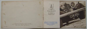 Talbot Range 10 75 105 3.5 Litre 24hp 1936 Original UK Sales Brochure inc prices - Picture 1 of 2