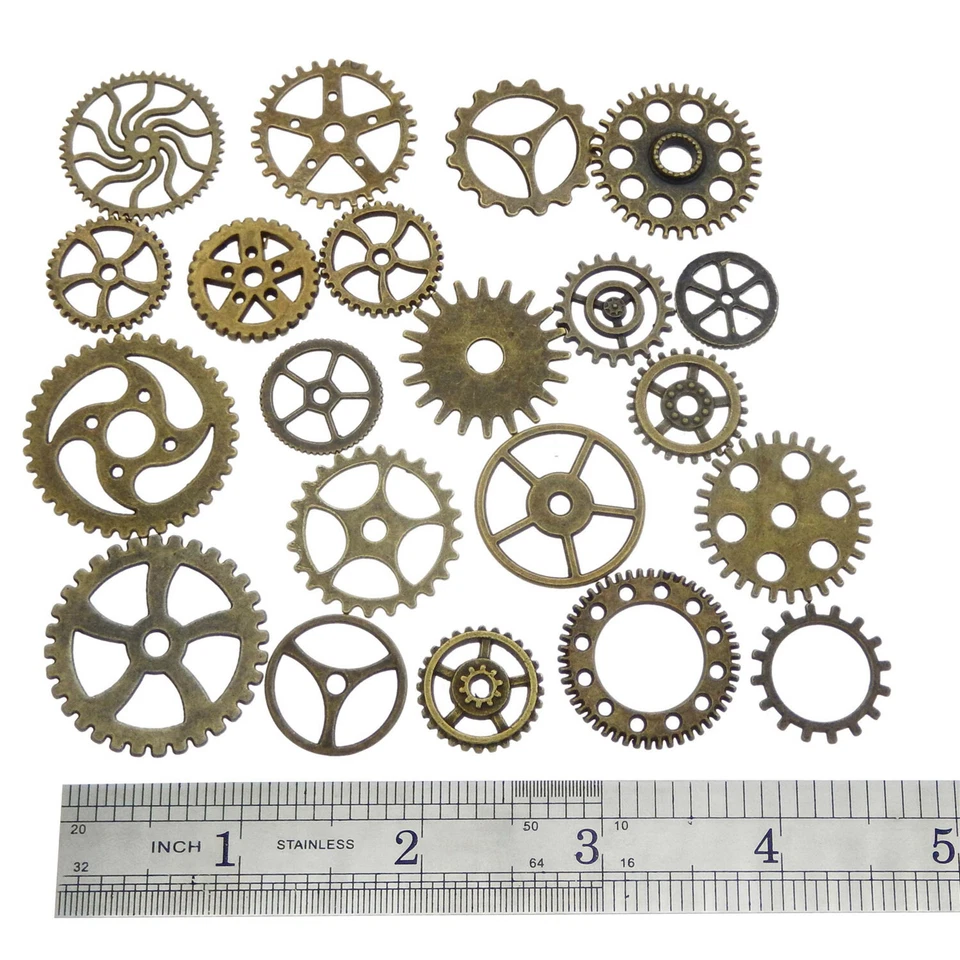 Antiqued Bronze Alloy Mixed Clock Steampunk Gear Pendant Charms 15mm 30mm 100pcs - Image 1 of 4
