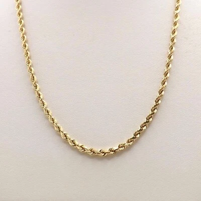 Nuevo collar de cadena colgante de eslabones de cuerda de oro macizo de 14k versátil 36 pulgadas de largo Foto 1 de 4