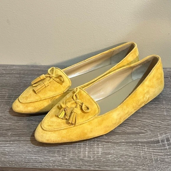 Mocasines de conducción planos Talbots de gamuza punta borla amarillo mostaza para mujer 9,5 Foto 1 de 4