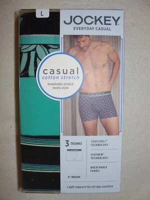 Calzoncillos informales de 4" de algodón elástico para hombre Jockey - 3 pares - talla L (36-38") Foto 1 de 3