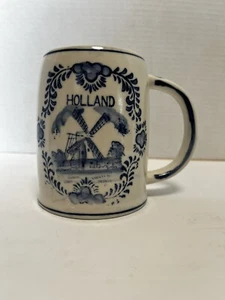 Vintage Blue Delfts Mug Stein Holland Netherlands Windmill Sailing Ship EH 9832 - Picture 1 of 4