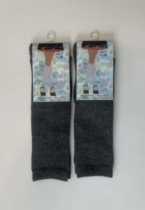 2 Pair Girls Gray Flat Knit Knee High School Socks Size S (fits shoe size 4-7.5) - Picture 1 of 2
