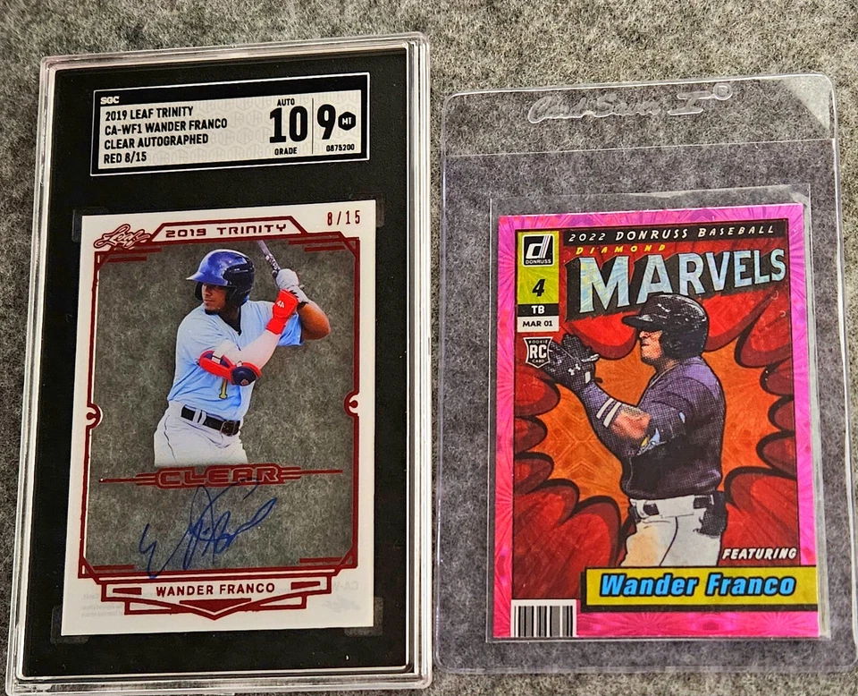 LOT - 2019 Leaf Trinity WANDER FRANCO Clear Acetate Red Auto 8/15 On Card - Image 1 of 4