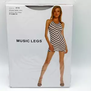 Music Legs Stripes Halter Mini Dress Women's One Size 100% Nylon Black/White New - Picture 1 of 5