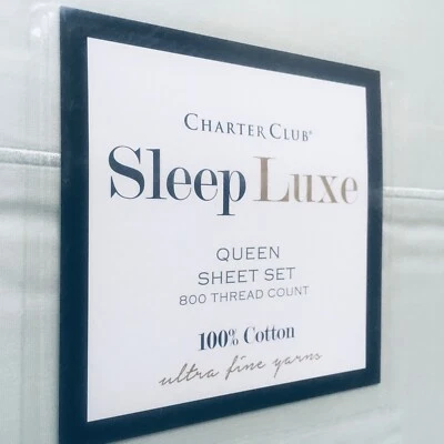 novo conjunto de lençóis Charter Club Sleep Luxe 800 fios contagem algodão QUEEN - VERDE ALOE - Imagem 1 de 4