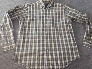 American Living Mens Shirt Medium green blue plaid button down classic - Picture 1 of 10