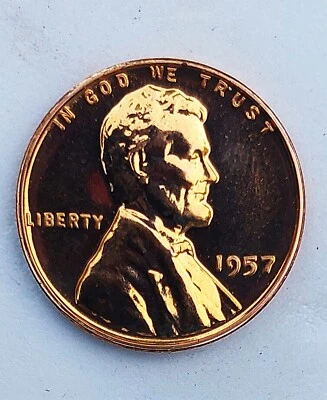 1957 P Lincoln Penny 1 Cent Proof , Nice Red Color, Actual Coin Pictured - Image 1 of 3