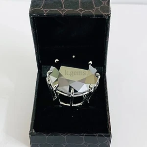 Certified 65 Ct Black Diamond Ring 925 Sterling Silver 8 Prong AAA Cocktail Ring - Picture 1 of 7