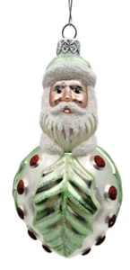 Patricia Breen Hollyberry Santa Pearl Matte Light Green Christmas Tree Ornament - Picture 1 of 8