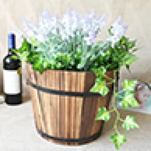Rustic Succulent Planter Wooden Barrel Empty Flower Pot Container Garden Decor - Picture 1 of 14