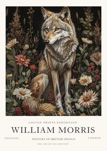 William Morris Vintage Wild Wolf Exhibition Cotton Prints Art Poster - Picture 1 of 6