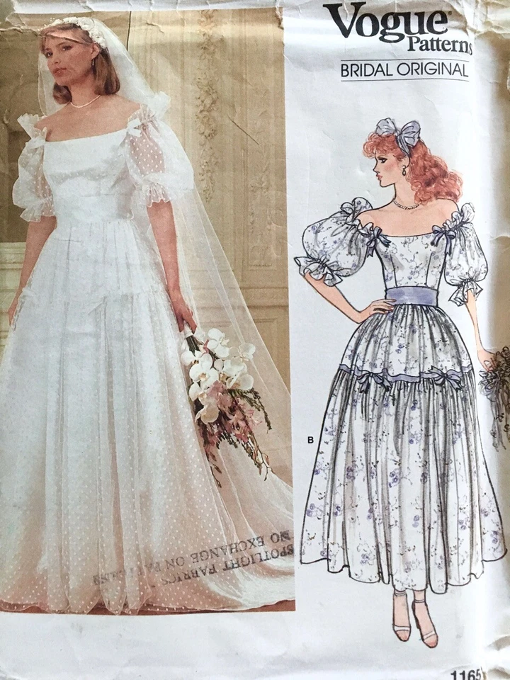 Vogue Pattern 1165 Bridal Original - Wedding Dress in 2 Lengths - Size 14 Uncut - Image 1 of 2