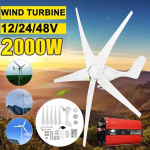 2000W Wind Turbine Generator Wind Power 5 Blades Charge Controller Inverter MKT - Picture 1 of 15