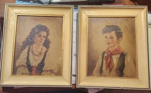Ann Allaben Framed portraits of Chiko and Elena Vintage art - Picture 1 of 4