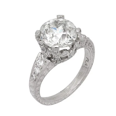 Современный ГИА 3,00 карата бриллиант ар-деко стиль обручальное кольцо - Изображение 1 из 4