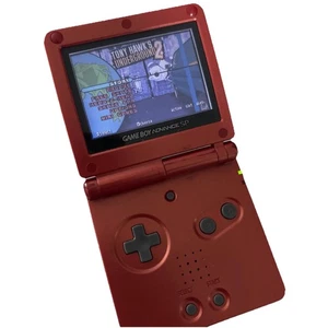 Consola de sistema portátil Nintendo Gameboy Advance SP rojo llama AGS-001 probada - Imagen 1 de 15