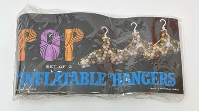 Vintage 60's POP Set of 3 Inflatable Hangers MCM MOD Flower Power Floral Pattern Foto 1 de 2