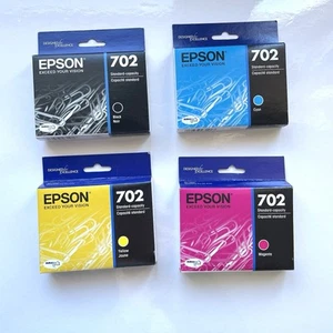 Epson 702 Black Cyan Magenta Yellow Color Ink Printer 4 Cartridges EXP 04/2021 - Bild 1 von 5