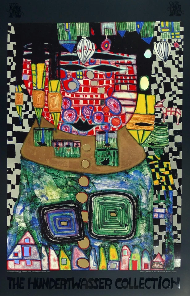 HUNDERTWASSER, König der Antipoden 1991 WVZ 928 - Folienprägedruck Kunstdruck - Bild 1 von 1