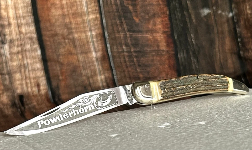 NAVAJA DE BOLSILLO ROBT KLAAS KISSING CRANE ALEMANIA POWDERHORN KC12 PALILLO DE DIENTES DE CIERVO Foto 1 de 4