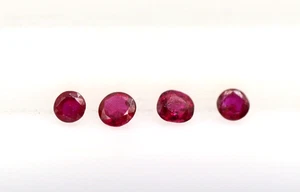 Pinkish Red Color 0.55 Ct Small Size Round Cut 4 Pcs Natural Ruby Burma Gemstone - Picture 1 of 16