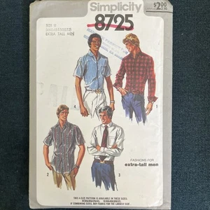 Simplicity 8725 NEW Men’s Extra Tall Yoked Button Front Shirt Size 46-52 - Picture 1 of 8