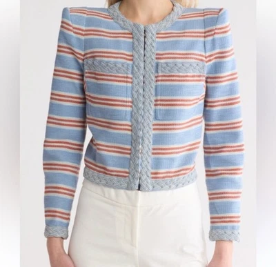 Veronica Beard Arrowe Striped Braided Denim Trim Jacket NWT Size 4 - Image 1 of 4