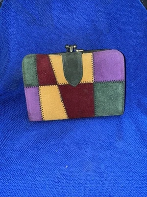 Cartera sin asas vintage Baronet de cuero gamuza retazos. (B11) Foto 1 de 4