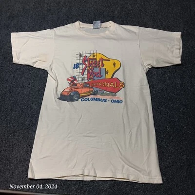 复古 18th Street Rod Nationals Columbus Ohio 成人小号白色 Cal Cru NSRA — 第 1/4 张图片