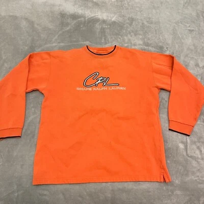 Sudadera De Colección Chaps Ralph Lauren CRL Naranja Deletreada Talla Mediana, tiene agujero Foto 1 de 4