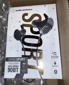 Audio-Technica ATH-SPORT90BT SonicSport Wireless In-ear Headphones Black NEW