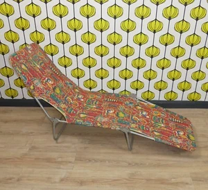 50er Jahre Gartenliege Sonnenliege Klappliege gemustert retro seventies camping - Bild 1 von 9
