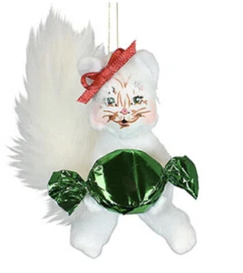Annalee "CANDY KITTY" 3" WHITE CAT CHRISTMAS ORNAMENT 2021 #710921 - Picture 1 of 1