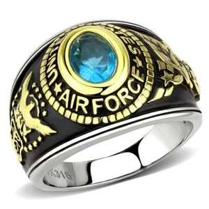 Anillo de la Fuerza Aérea de los Estados Unidos en tono dorado acero inoxidable TK316 - Imagen 1 de 29