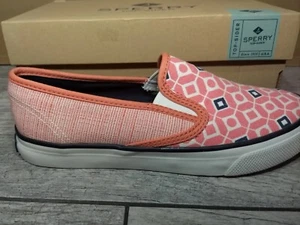 Sperry Top-Sider Slip On fabric loafers Women's 6 M STS95248 PEACH & NAVY BLUE - Picture 1 of 15