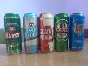 SET 5 Empty Beer Cans BOTTOM OPEN - Picture 1 of 3