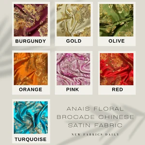 7 Colors Anais Floral Brocade Chinese Satin Fabric - Picture 1 of 10