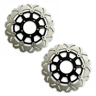 Par de discos de rotor de freno delantero ondulado Rezo para Kawasaki KLZ Versys 1000 12-14 Foto 1 de 4