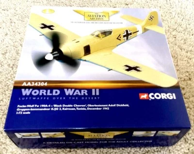 Corgi AA34304 1/72 Focke Wulf Fw190A-4 Tunisia Diecast Airplane - Ships USA - Image 1 of 4