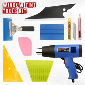8 PIEZAS PRO Kit de herramientas de tinte para ventana Coche Película automática Raspador de tinte + Pistola de aire caliente - Imagen 1 de 7
