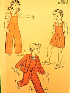 1940s Boys/Girls Advance #4440 Overalls Shorts/Pants & Jacket Sz 2 B21 Complete - Picture 1 of 7