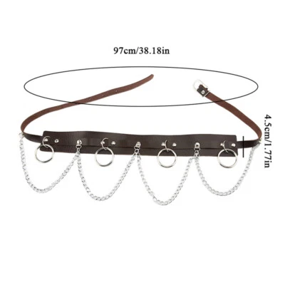 Punk-Gürtel Aus Kunstleder Metallkette Taillenring Gothic-Tanzgeschirr / - Bild 1 von 4