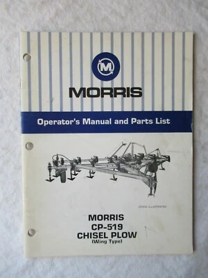 Lista de catálogo de piezas manuales para operadores de arado de cincel Morris CP-519 Foto 1 de 4