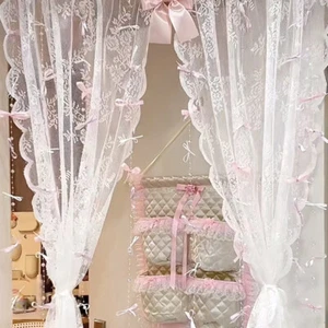Voile Curtains Floral Lace Sheer Curtain Slot Top Door Screening Picnic Decor A - Picture 1 of 15