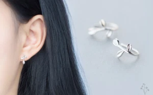 Süße 925 Sterlingsilber Herbst Herbst Blatt Blätter Ohrstecker Manschetten - schneller Versand! - Bild 1 von 4