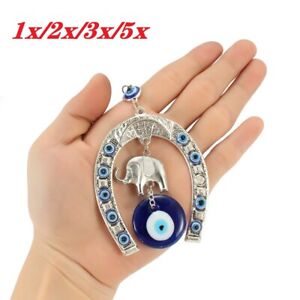 1-5x Blue Glass Wall Hanging Turkish Evil Eye Amulet Home Decor Lucky Protection
