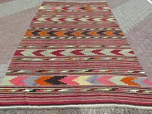 Anatolian Turkish Antalya Nomads Kilim Tribal Design Large Rug Carpet 88,1"x150" - Picture 1 of 12